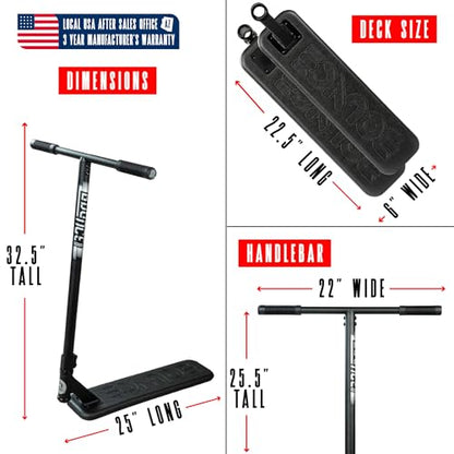 Madd Gear Bounce Trampoline Pro Scooter for Tricks – Real Headtube, Pro T-Bar, Foam Deck – Indoor & Outdoor Stunt Practice - color: BLACK