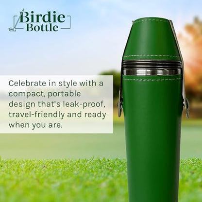 12oz Green Flask with 4 Shot Glasses for Sharing – Stainless Steel with Waterproof Leather Case, Leakproof, Great Gift Idea, Reusable - color: Green, size: 12oz Standard