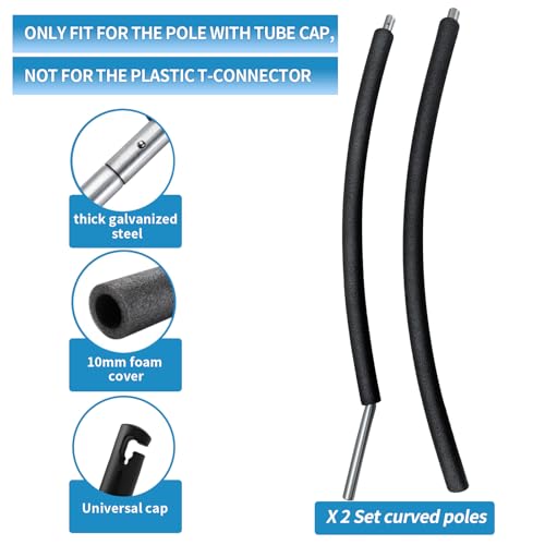 2 Sets Trampoline Curved Net Poles, Universal, 10 to 16 ft