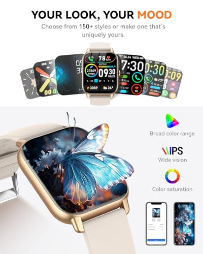 Smart Watches for Men Women, Fitness Tracker with Activity Counter/Sleep Monitor, IP68 Waterproof Smart Watch for Android iPhone iOS Compatible (Champagne Gold, 1.83) - color: Champagne Gold