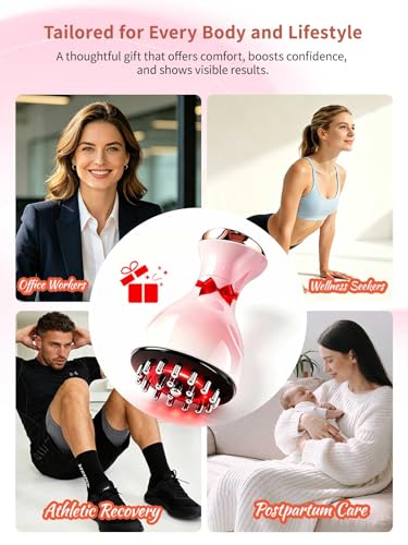 Lymphatic Drainage Massager & Anti Cellulite Massage Tool, for Legs, Arms & Belly, Body,Helps Reduce Stretch Marks & Cellulite - Pink