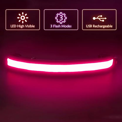 Illumifun LED Running Belt - USB Rechargeable Light Up Sash, High-Visibility Elastic Waistband Light for Running Cycling Hiking Camping Nighttime Activities - color: Pink