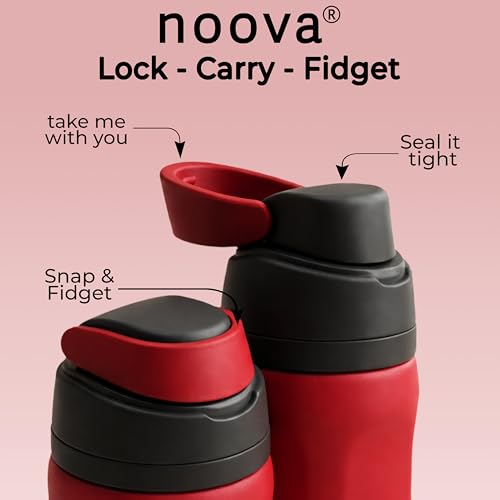 NOOVA Insulated Water Bottle Leak-Proof Insulated Stainless Steel Tumbler with Straw Sports Water Bottle Cold24h Hot18h Thermos Travel Gift Beach Gym Accessories for Women Men Kids Cup -26oz Red Black - color: 26oz Red-Black