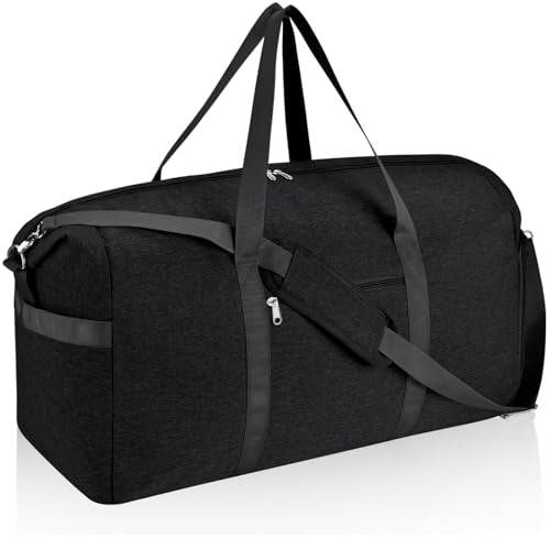 Carry On Luggage 22x14x9 Airline Approved, 65L Gym Duffle Bag for Travel - color: Black, size: 65L
