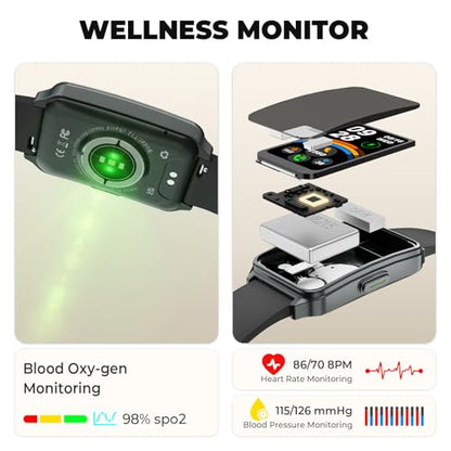 Fitness Tracker (Answer/Make Call)，Smart Watch 24/7 Heart Rate Spo2 Blood Oxygen Monitor Sleep Tracker, 120 Sports Modes Pedometer Calorie Step Tracker, Waterproof Activity Tracker for Women Men Black