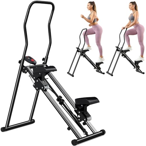 Vertical Climber, Pro Stair Stepper for Full-Body Workout, Compact & Foldable Cardio Exercise Stair Climber with Extended Step Range, Improved & Adjustable Handlebar & Pedals.