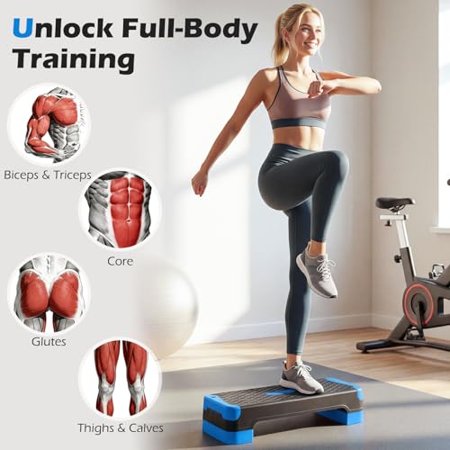 Goplus 3-in-1 Aerobic Step Platform, 600 LBS Adjustable Exercise Stepper - color: Blue