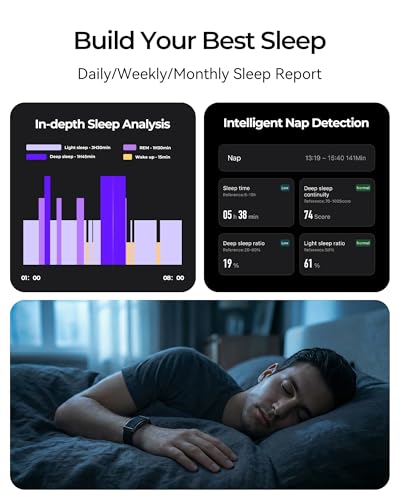 Fitness Tracker – 24/7 Activity & Sleep Tracker with Heart Rate/SpO2/Stress, 37 Sports Modes, Free APP, Smart Watches for Men Women, 2 Bands & Armband (Coal Black)