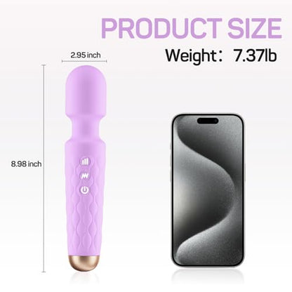 Personal Massager - 4H Max Runtime & Ultra-Quiet - Waterproof - 20 Modes 8 Speeds for Deep Tissue Back Massage, Post-Workout Recovery and Neck Muscle Relaxation(Purple) - color: Purple