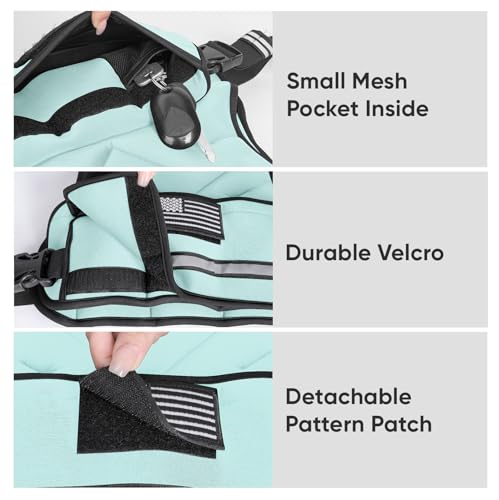 APEXUP Adjustable Weighted Vest, 4-10lb/12-18lb/20-32lb Vest with 6 Ironsand Weights and Large Pocket, Weight Vest for Men Women Strength Training, Running, Walking - color: Pastel Blue, size: 12-18lbs