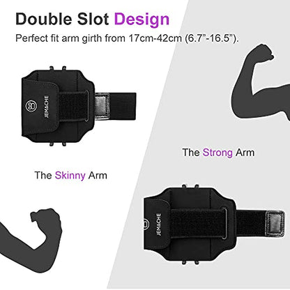 Rotatable Running Cell Phone Armband with Airpods Holder, Black