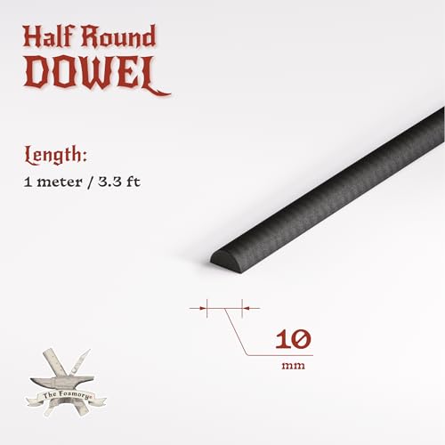 The Foamory Black EVA Foam Dowel - Half Round 10mm x 1M Length Craft Stick - color: 1 Pack: 1M Length - 10mm Thickness, size: Black - Half Round Dowel