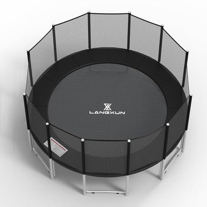 LANGXUN Universal Trampoline Repalcement Safety Pad, 8ft 10ft 12ft 14ft 15ft 16ft Waterproof Surround Spring Foam Cover for Round Frame - color: Black, size: 16ft