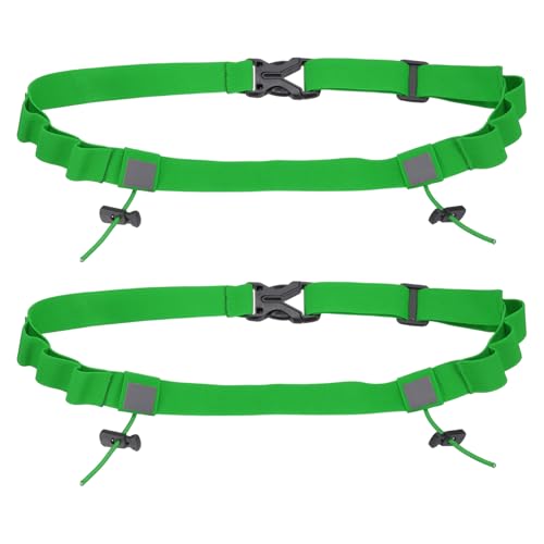 Bib Belt, Race Belt Triathlon Running Number Holder Elastic Comfortable with 6 Gel Loops, Sport Race Bib Holder 2Pcs, Green for Runners/Marathon/Cycling - color: Green