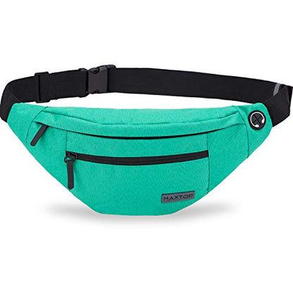 MAXTOP Large Green Crossbody Fanny Pack Belt Bag for Women Men Passport Bag - color: Blackish Green