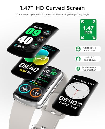 Smart Watch Fitness Trackers for Women Men, 24/7 Health Activity Monitor - color: Gray