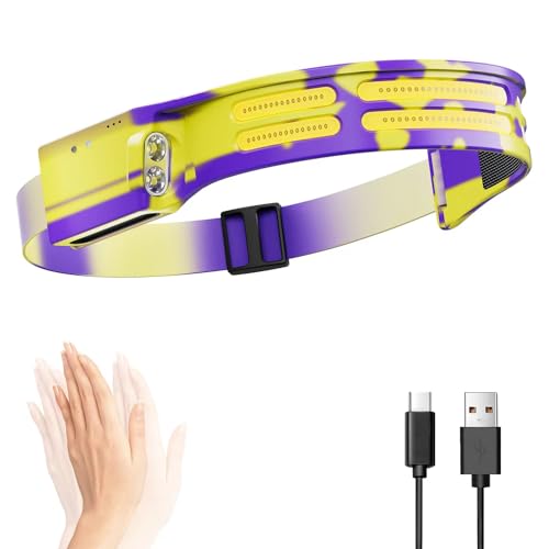 LED Headlamp, USB Rechargeable Head Lamp, 230° Wide Beam Motion Sensor Headlight, Super Bright Outdoor Waterproof Flashlight for Camping, Running, Repairing, Hiking, Fishing, Reading - size: Lamp 2-1