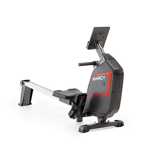 Marcy Compact 8-Level Adjustable Magnetic Resistance Rowing Machine with Transport Wheels