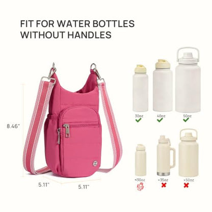 Telena Water Bottle Holder with Strap RFID Crossbody Bags for Women - color: Hot Pink