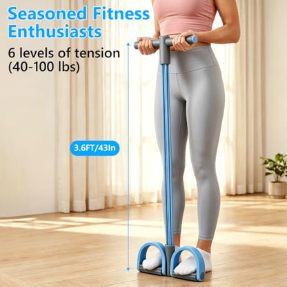 Pedal Resistance Band with Handle - size: 6 levels（Blue）