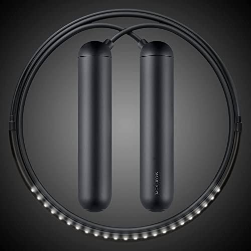 [Tangram Factory] Smart Rope - LED embedded Jump Rope - See your fitness data in MID-AIR - color: Black, size: Small
