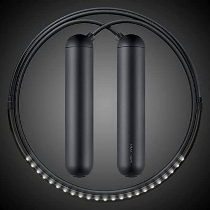 [Tangram Factory] Smart Rope - LED embedded Jump Rope - See your fitness data in MID-AIR - color: Black, size: Medium