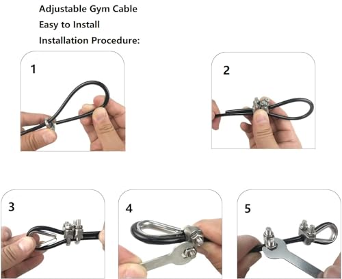 Adjustable Fitness Pulley Cable,Replacement Cable Machine Accessories,Cable Pulley Attachments for Gym -Thick 5mm(0.2inch) Heavy Duty Steel Wire Rope for Home Gym Cable - size: 79"