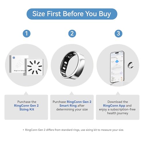 RingConn Gen 2 Smart Ring - Sleep Apnea Monitoring(Silver, Size 6) - color: Future Silver, size: 6