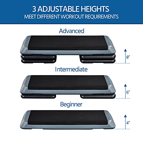 Yaheetech 43in Aerobic Step Platform, 3-Level Adjustable Workout Bench