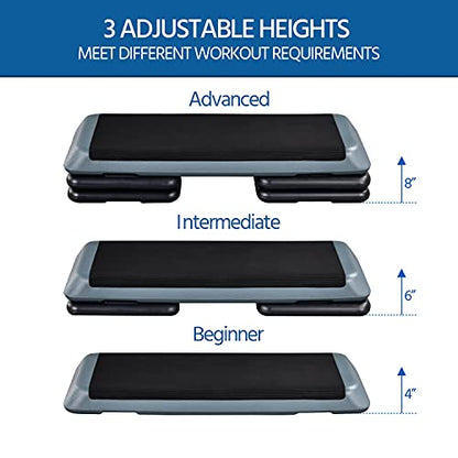 Yaheetech 43in Aerobic Step Platform, 3-Level Adjustable Workout Bench