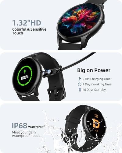 Parsonver Smart Watch for Men Women(Answer/Make Calls), Fitness Tracker - color: Black