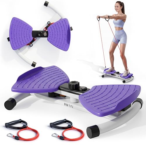 Waist Twister Exercise Fitness Tool, Ab Twister Board with Smart LED Digital Monitor, 300 lbs Capacity, 20dB Ultra-Quiet Noiseless, Anti-Slip Home Gym Equipment for Women Belly Fat Loss - color: purple