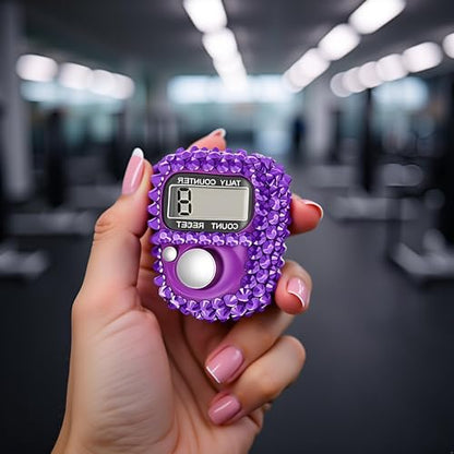 Electronic Finger Tally Counter Clicker Counter,Convenient Portable Digital Display Tally Counter,Resettable Mini Lap Counter for Golf Goods Counting Accessories,Track and Field Lap Counters(Purple)