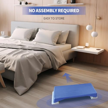 GOWE Aerobics Step Platform Height-Adjustable Fitness Equipment Stepper Trainer Exercise Step Platform Sliding Lifting Pad Blue