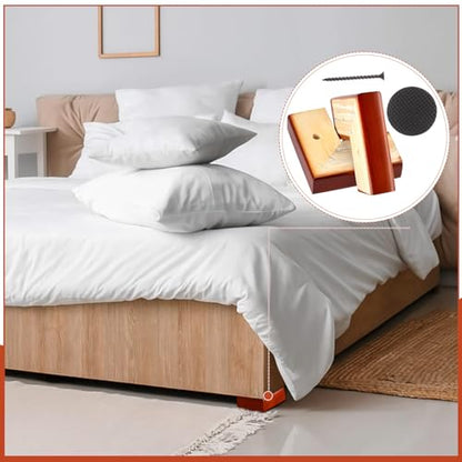 Geelin 8 Pack 1 Inch Wood Furniture Risers L-Shaped Bed Riser, Brown - color: Brown, size: 1 Inch