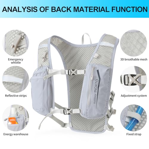 INOXTO Running Hydration Vest Backpack,Lightweight Insulated Pack with 1.5L Water Bladder Bag Daypack for Trail Hiking Running Cycling Race Marathon for Women Men