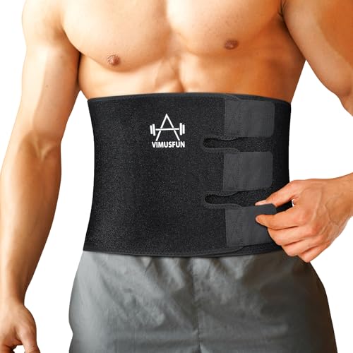 VIMUSFUN Waist Trimmer Belt Men Sweat Band Stomach Wrap, Waist Trainer for Women Workout - color: Black, size: Belt L-9"Width x 45"Length