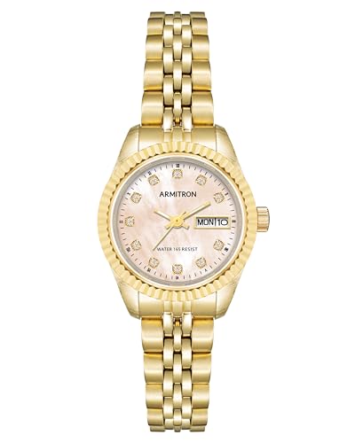 Armitron Women's Genuine Crystal Accented Bracelet Watch, 75-2475 - color: Gold/Pink