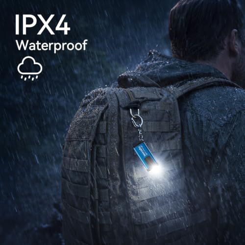 WARSTAR Keychain Flashlight with Personal Safety Alarm, 200LM Mini EDC Light, USB-C Rechargeable Emergency Siren for Women & Night Safety (6pack,Black*3&Blue*3) - color: 6pack,Black*3&Blue*3