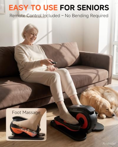 GORISE Under Desk Elliptical Exercise Machine for Seniors, Leg Exerciser as Seen on TV, Seated Pedal Exerciser with Remote Control & 10 Adjustable Speed for Home Ussage, 003 with Foot Massage - style: 001 with Foot Massage