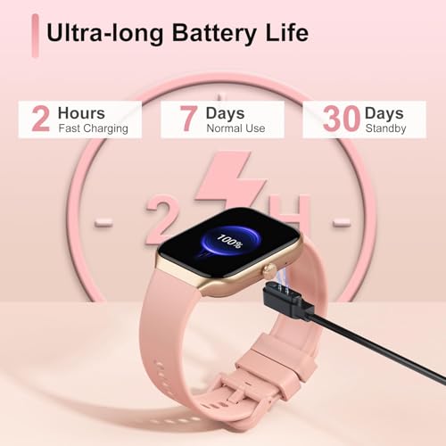 Jugeman Smart Watch for Women, 1.96" HD Smartwatch (Answer/Make Call) Pink - color: shocking pink