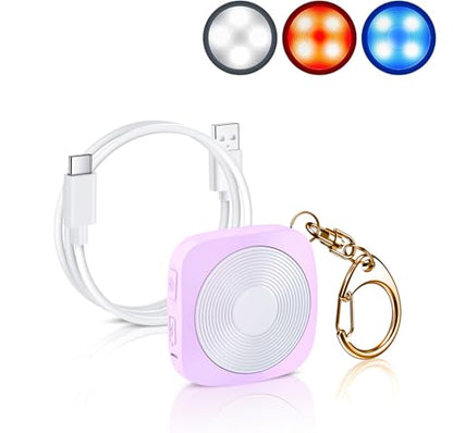 Elecpow Personal Safety Alarm for Women, MissCubie Keychain and High Visibility Reflective Running Gear with USB Charging Line Alarm and 3 Color LED Running Lights for Runners Safety - color: keychain（Purple）