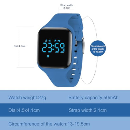Kids Watches for Girls Boys Digital Sport Watch with Step Counter Pedometer Vibration Alarm Clock, No App Waterproof Fitness Tracker Kids Watch Boys Girls Teens Students Ages 5-16 - color: 026-E-SeaBlue