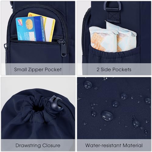 sportsnew 40oz Crossbody Water Bottle Bag for Gym Hiking - color: Navy Blue