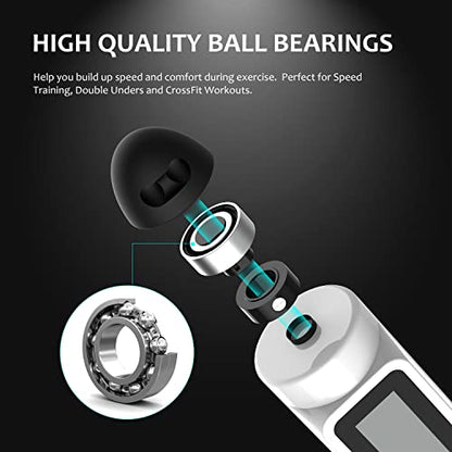 Jump Rope, H Handio Jump Rope with Counter, Workout Jumping Rope with Steel Ball Bearings, Adjustable Length Speed Skipping Rope for Men Women Kids Home Gym, Crossfit, Fitness Exercise - color: White