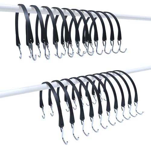 KJE 20Pack 21" Rubber Bungee Cords with S Hooks - Quality EPDM, Heavy Duty Black Bungee Straps, Ideal for Outdoor Tie Downs, Securing Tarps, Canvases, Cargo in Cold Hot Climates - size: 21"(L)-20Pcs