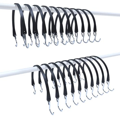 KJE 20Pack 21" Rubber Bungee Cords with S Hooks - Quality EPDM, Heavy Duty Black Bungee Straps, Ideal for Outdoor Tie Downs, Securing Tarps, Canvases, Cargo in Cold Hot Climates - size: 21"(L)-20Pcs