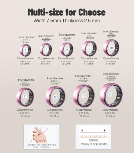 AI Smart Ring for Women Men, Health Ring with AI Health Analysis - color: Lavender Pink, size: 8#