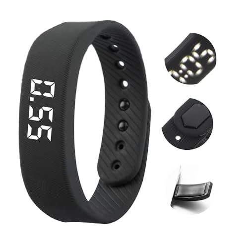 Vibrating Alarm Wristband for Heavy Sleepers, 40-Day Battery Life, Waterproof Silent Shock Watch with USB Charging, Silent Vibration Alarm Clock for Students, Sports, Won‘t Wake Your Partner (Black)