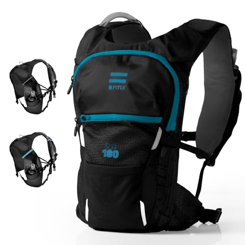 FITLY Minimalist Running Pack - Running Backpack Phone Holder, Storage, Thoracic Belt - Carry Personal Items - Running Gear for Men & Women - Lightweight Running Water Backpack - color: Emerald Blue, size: One Size